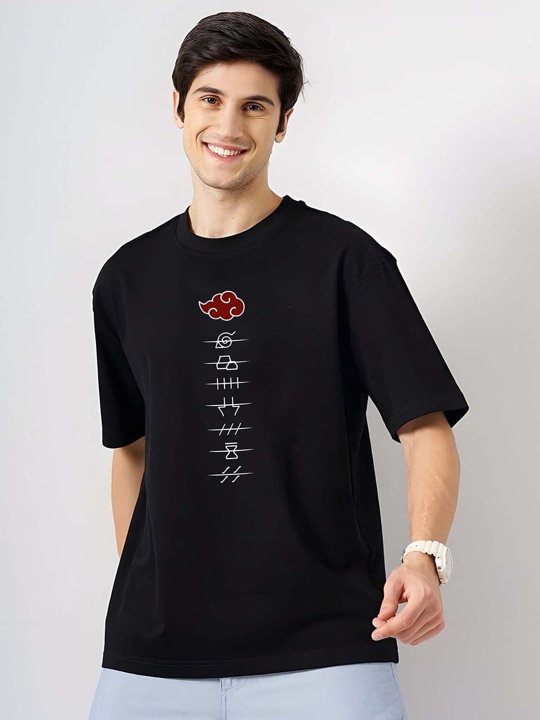 KAIDO Naruto Anime Printed Round Neck Pure Cotton Oversized T-shirt - view 1