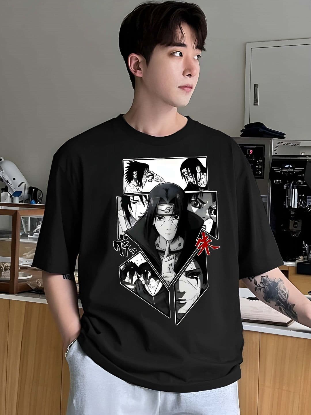 KAIDO Naruto Anime Printed Round Neck Pure Cotton Relaxed Fit T-shirt - view 1