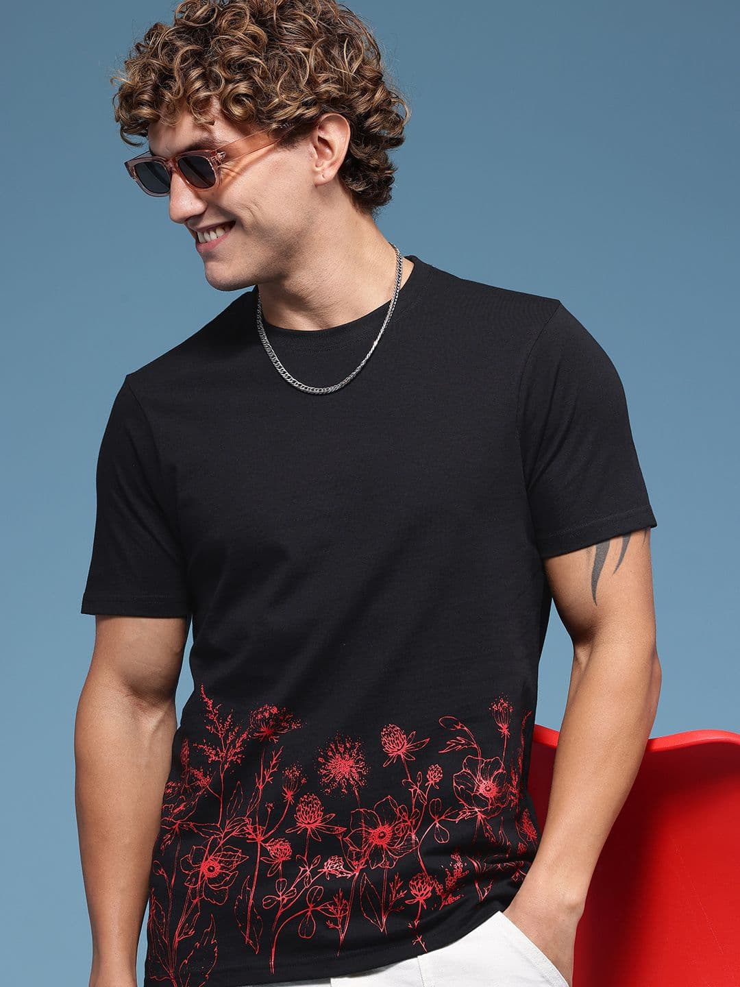 HERE&NOW Floral Printed Pure Cotton T-shirt - view 1