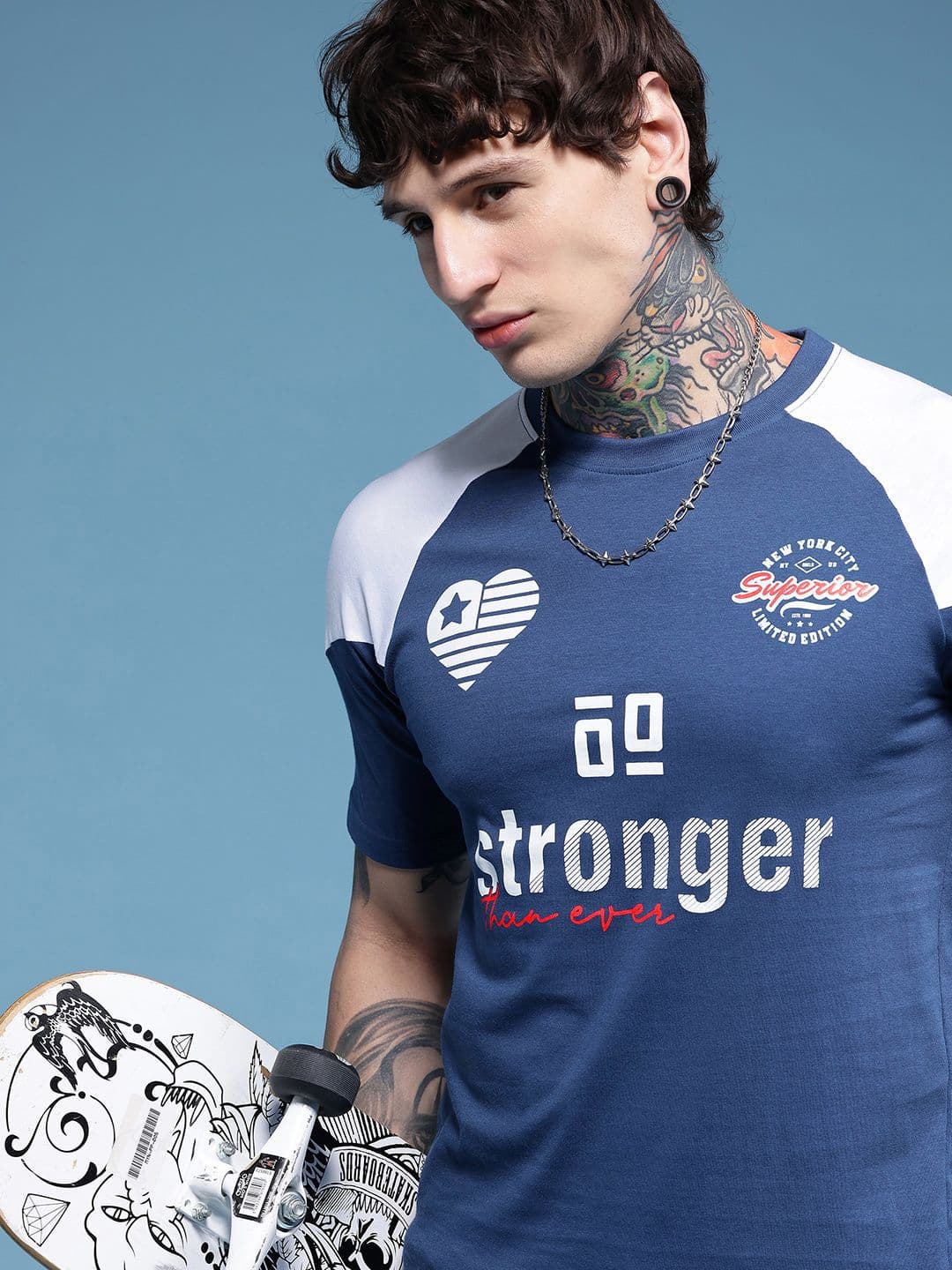 HERE&NOW Typography Printed Raglan Sleeves Pure Cotton T-shirt - view 1