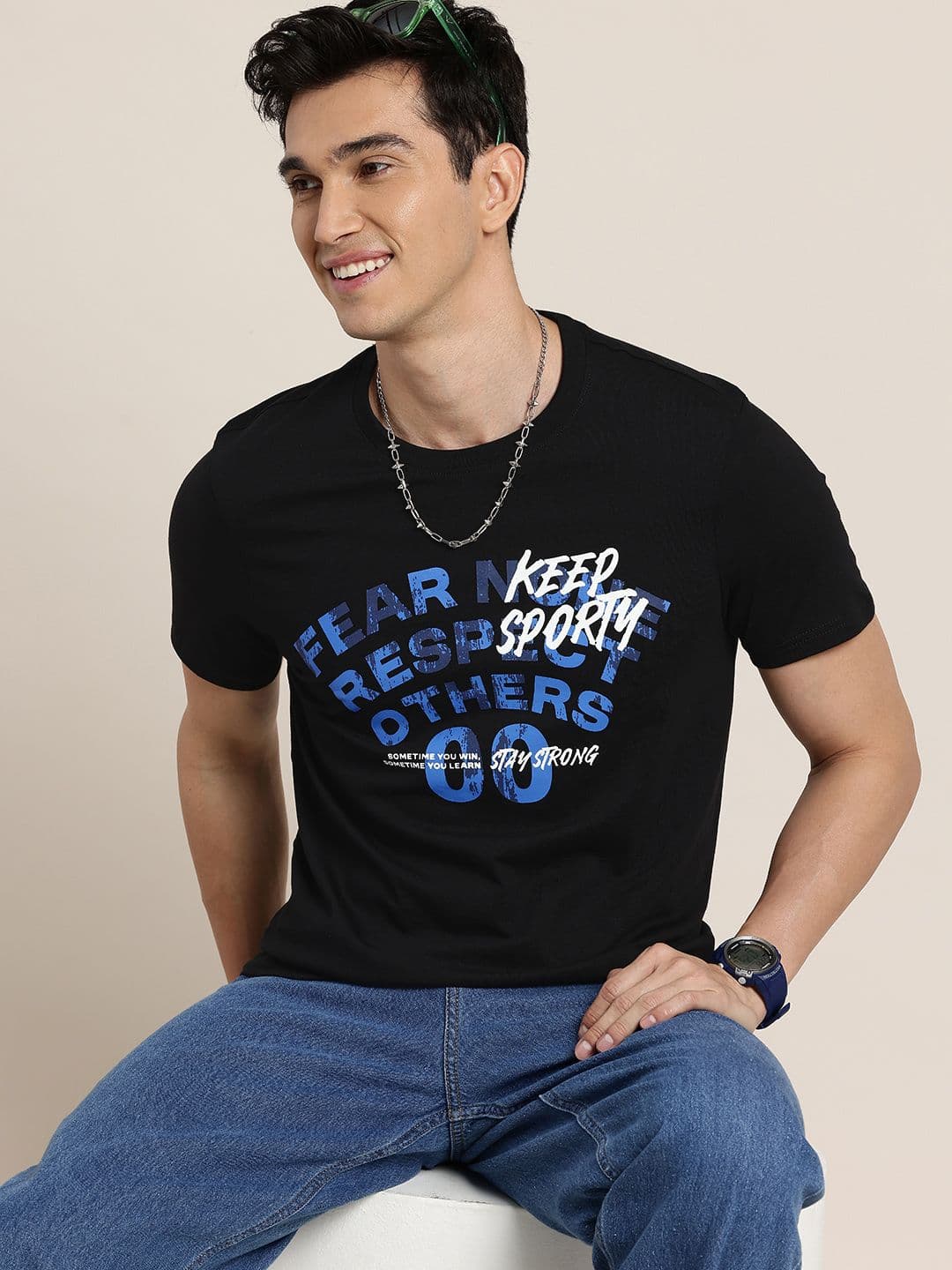 HERE&NOW Typography Printed Pure Cotton T-shirt - view 1