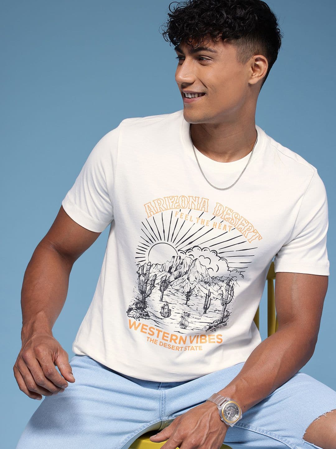 HERE&NOW Graphic Printed Pure Cotton T-shirt - view 1