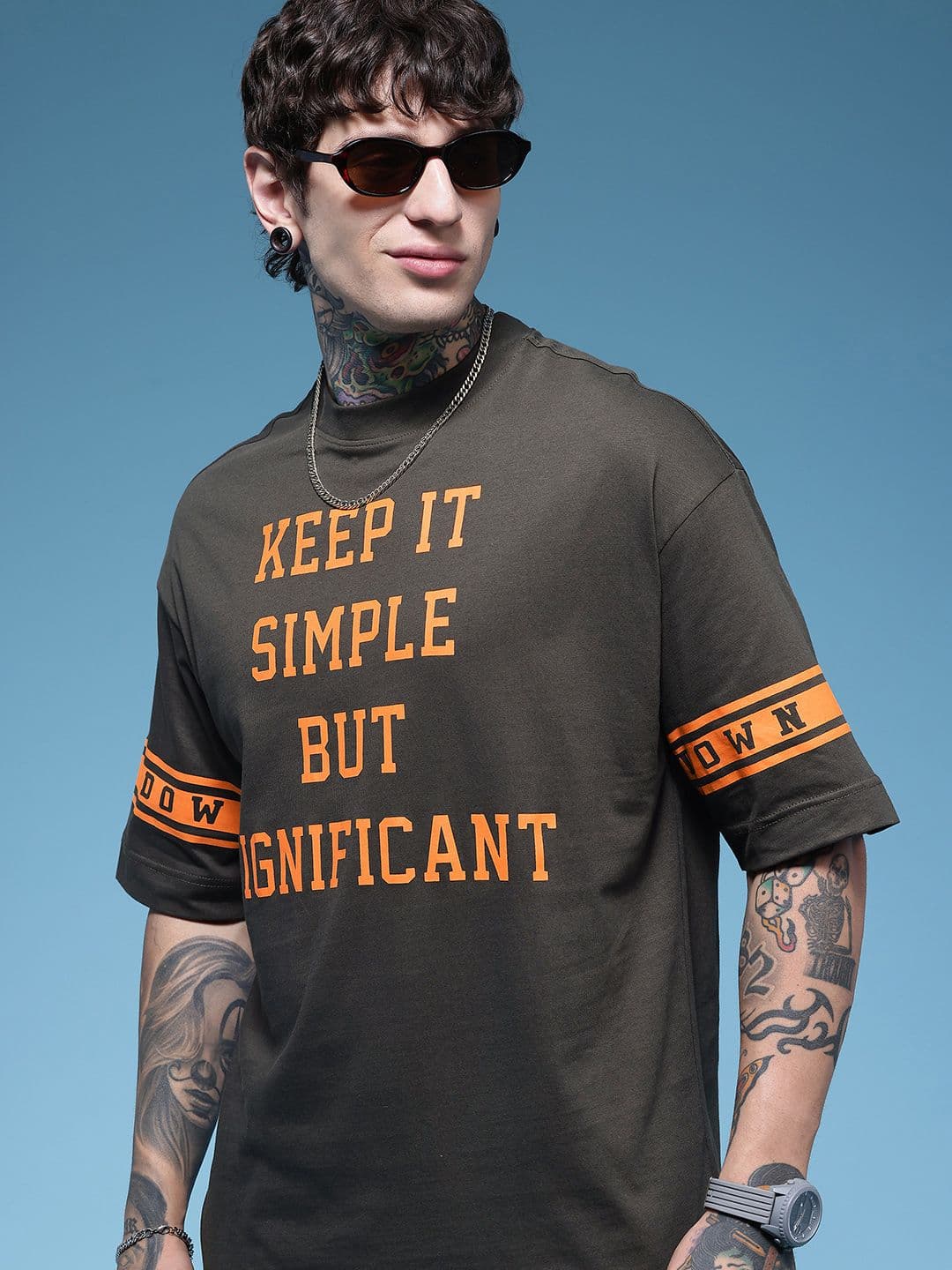 HERE&NOW Pure Cotton Typography Printed Relaxed Fit T-shirt - view 1