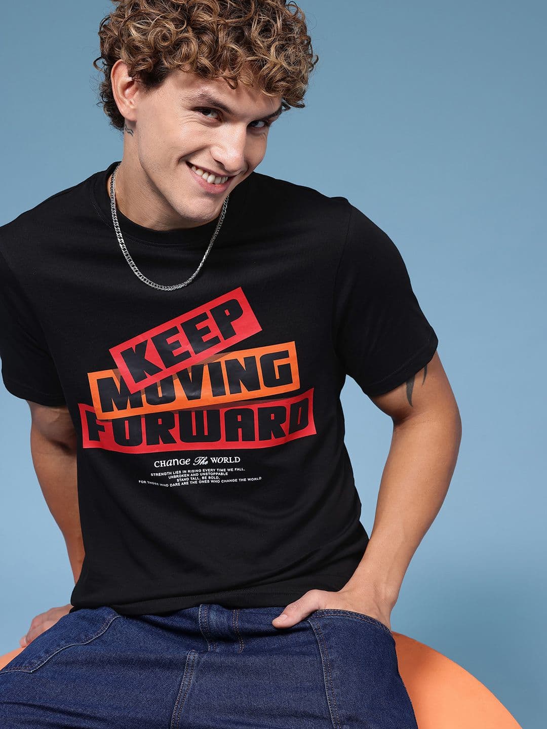 HERE&NOW Typography Printed Pure Cotton T-shirt - view 1