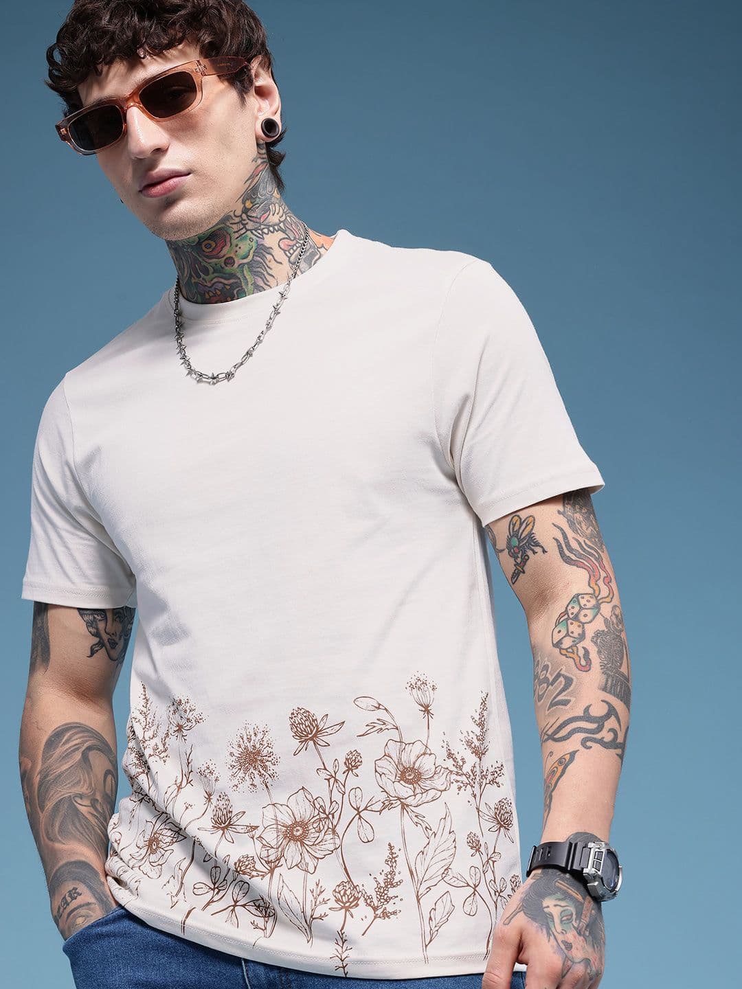 HERE&NOW Pure Cotton Floral Printed T-shirt - view 1