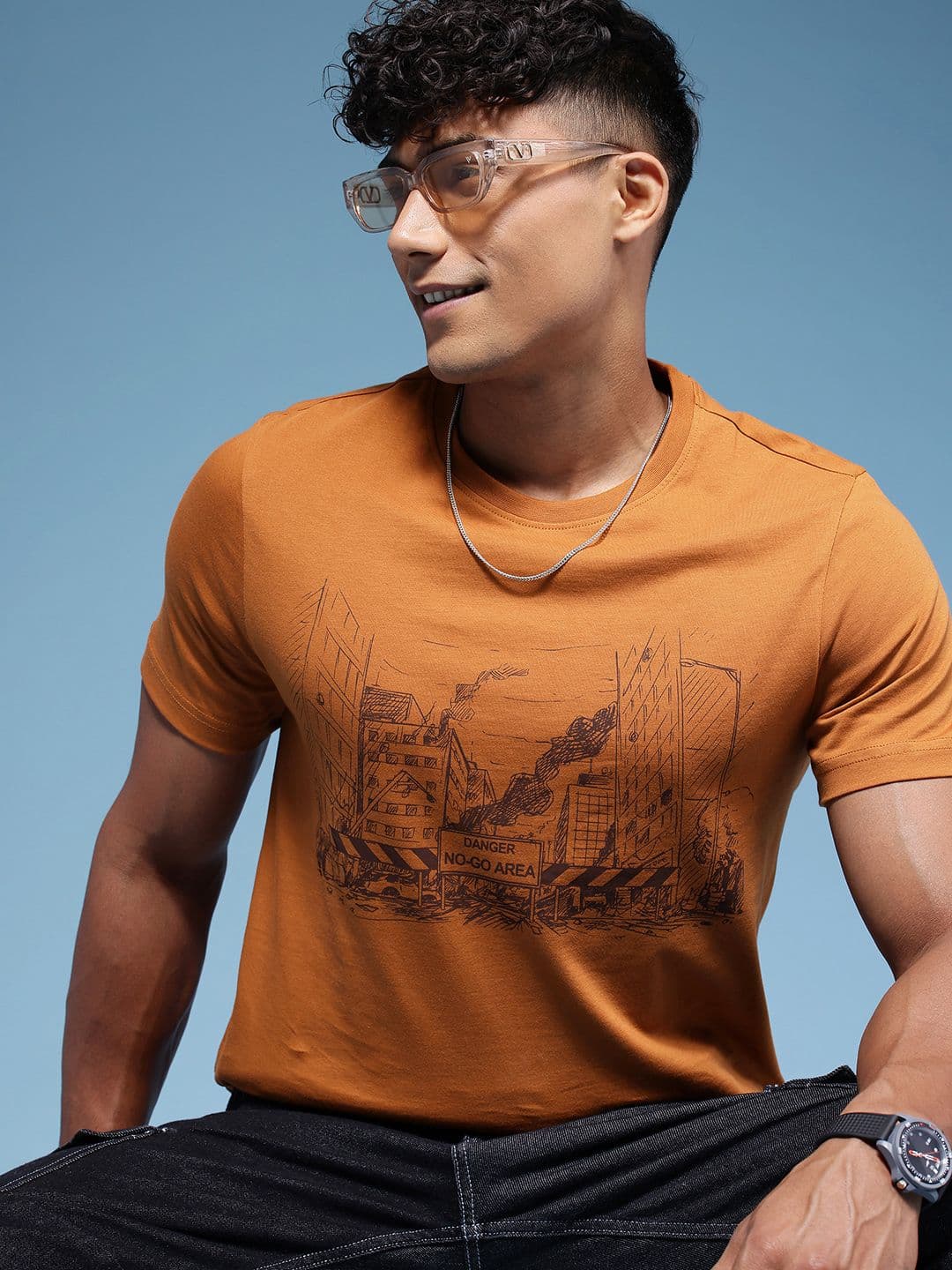 HERE&NOW Graphic Printed Pure Cotton T-shirt - view 1