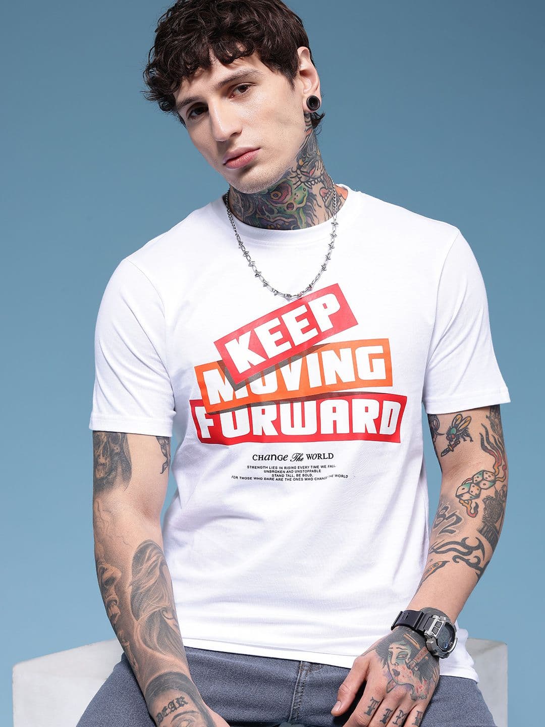 HERE&NOW Typography Printed Pure Cotton T-shirt - view 1