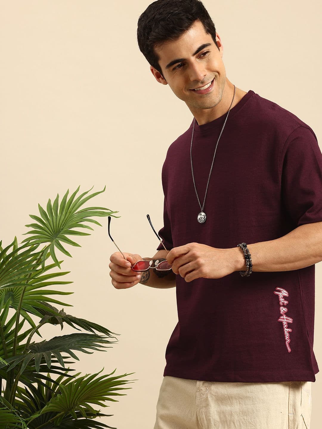 Mast & Harbour Drop-Shoulder Sleeves Oversized Knitted T-shirt - view 1
