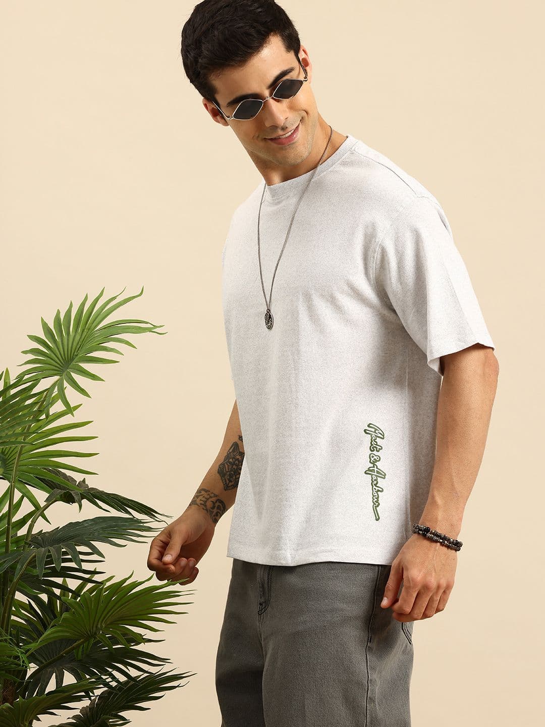 Mast & Harbour Drop-Shoulder Sleeves Oversized Fit Knitted T-shirt - view 1
