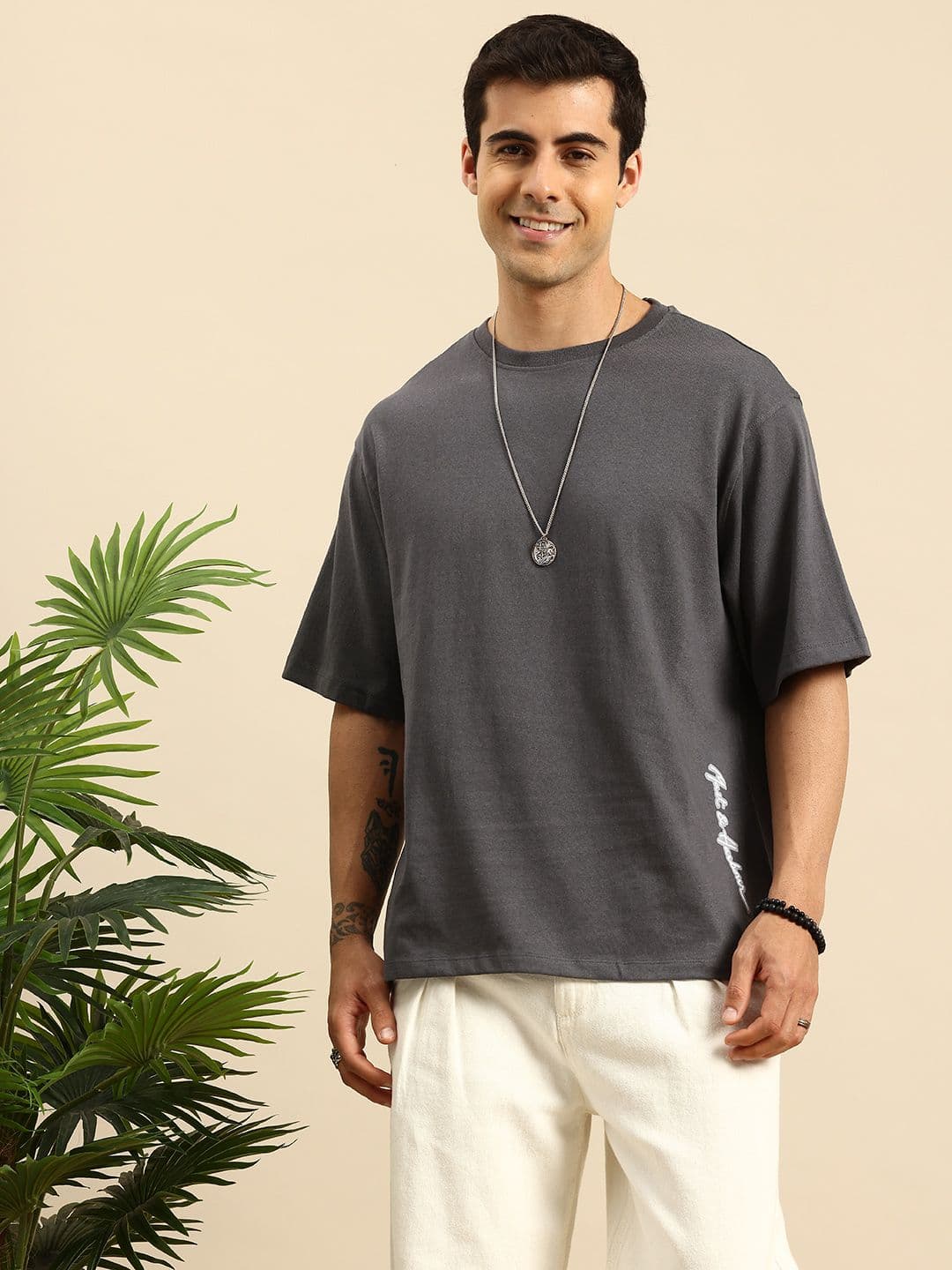 Mast & Harbour Drop-Shoulder Sleeves Oversized Fit T-shirt - view 1