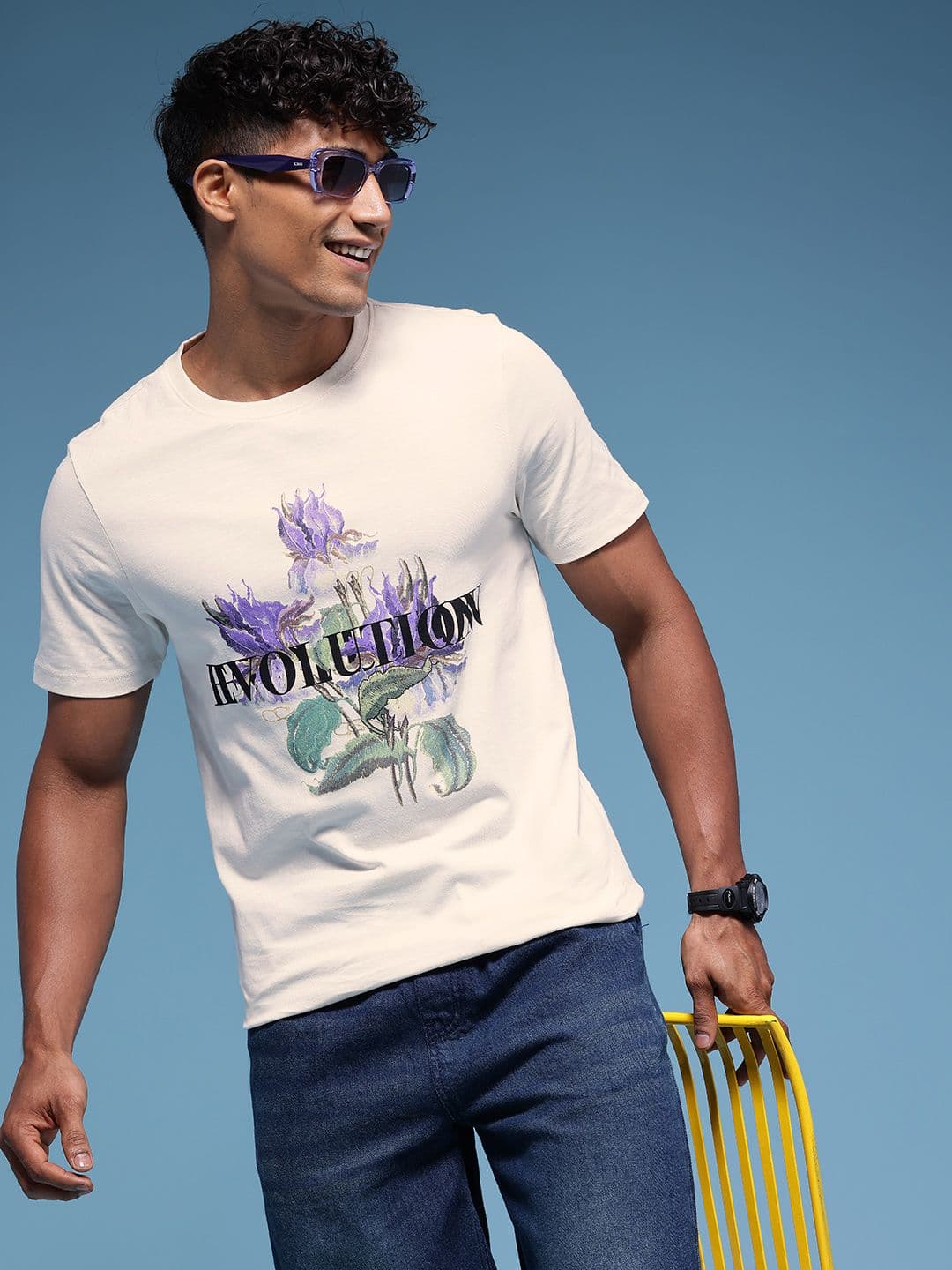 HERE&NOW Graphic Printed Pure Cotton T-shirt - view 1