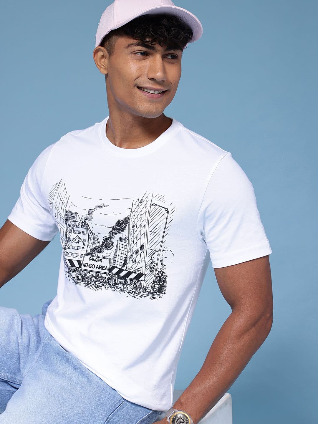 HERE&NOW Pure Cotton Graphic Printed T-shirt - view 1