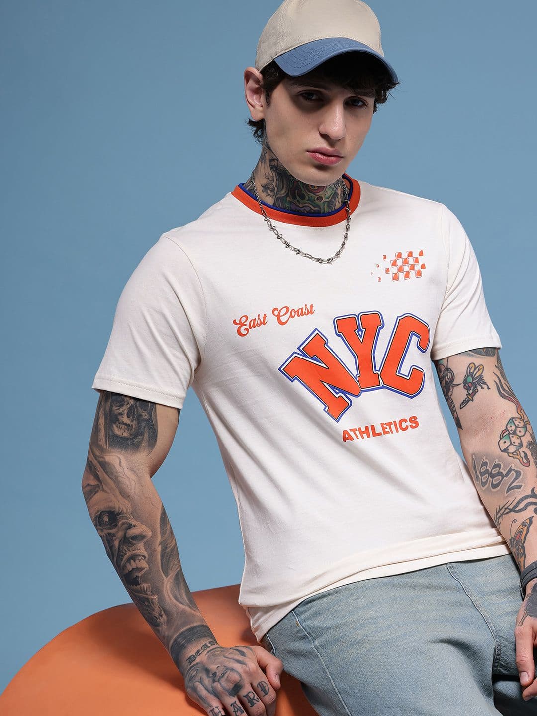 HERE&NOW Pure Cotton Typography Printed T-shirt - view 1