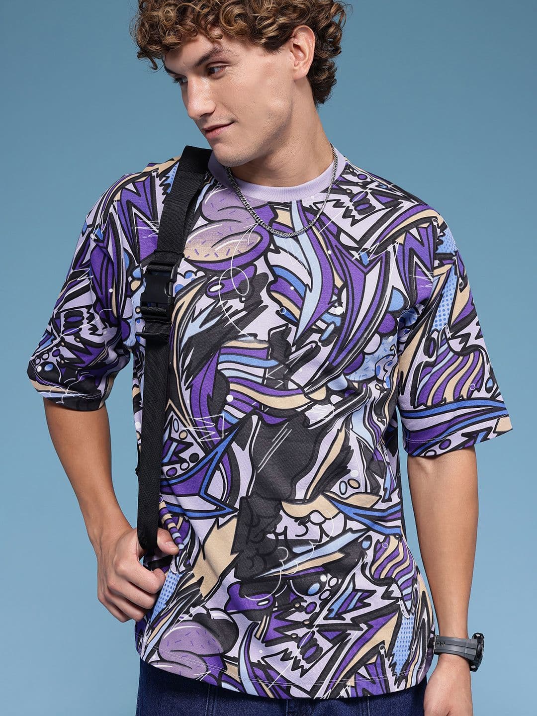 HERE&NOW Graphic Printed Pure Cotton Relaxed Fit T-shirt - view 1
