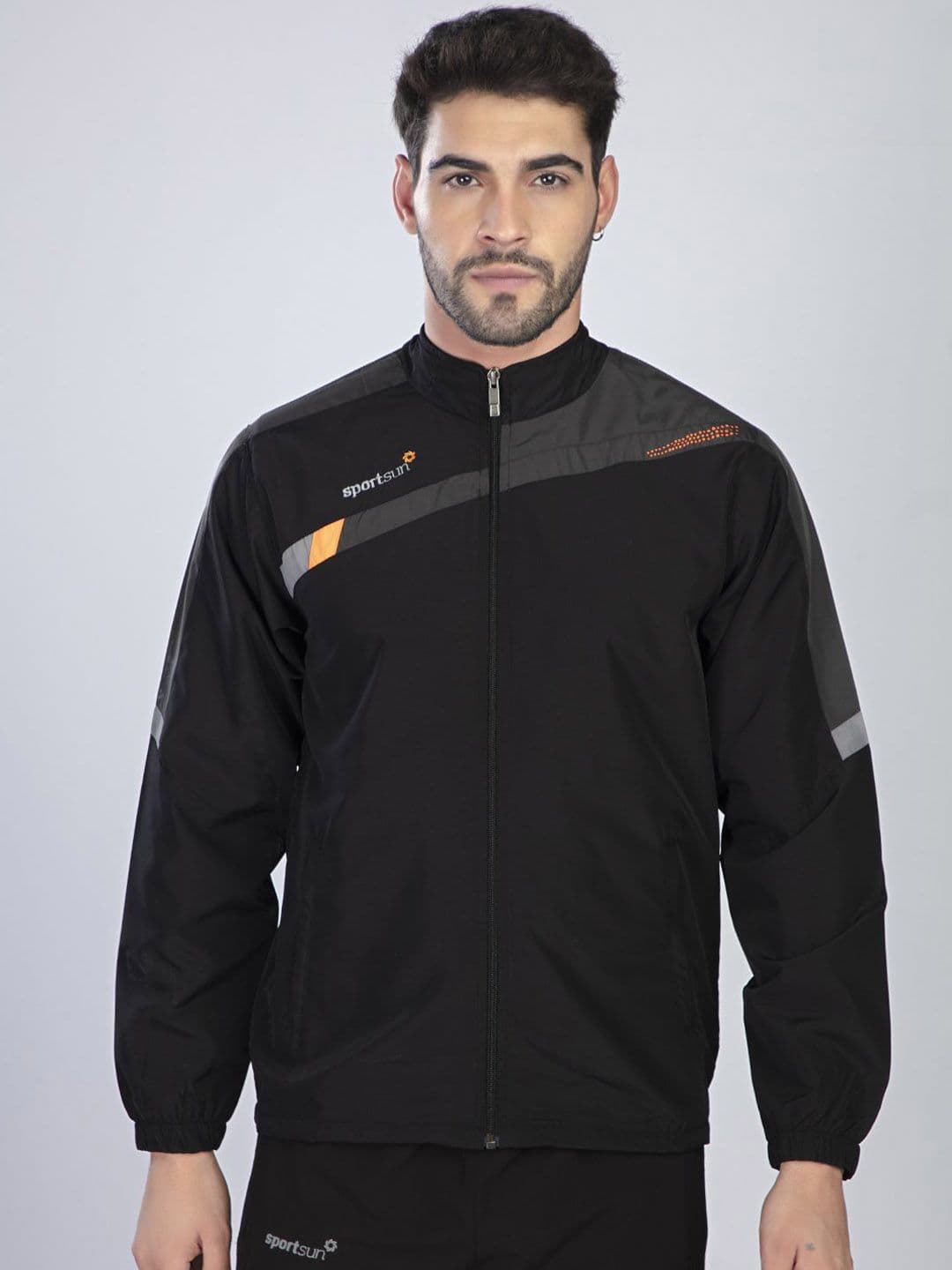SPORT SUN Men Mock Collar Striped Sports Lightweight Sporty Jacket - view 1