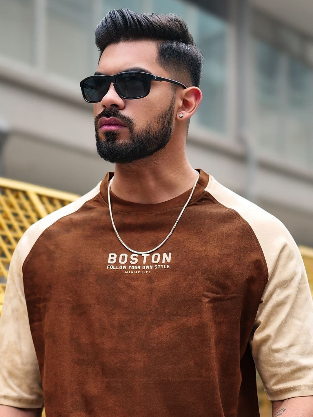Maniac Men Typography Printed Round Neck Cotton Relaxed Fit T-shirt - view 1