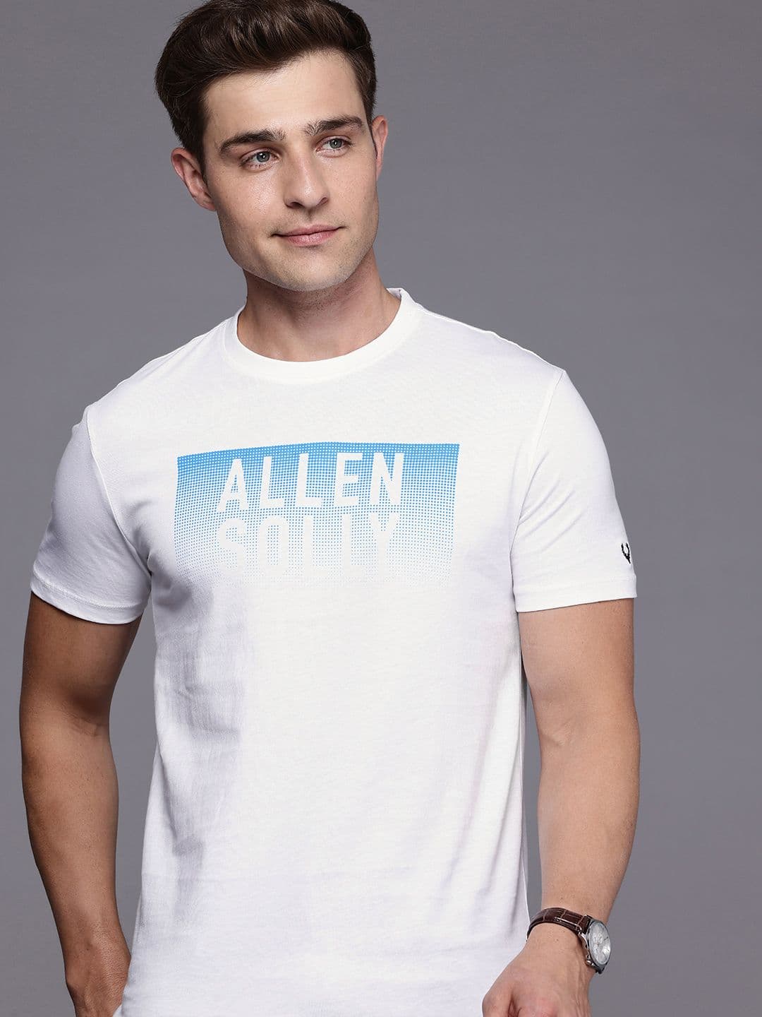 Allen Solly Brand Logo Printed Pure Cotton Slim Fit T-shirt - view 1