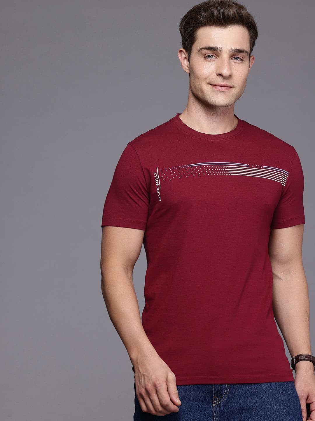Allen Solly Printed Pure Cotton Slim Fit T-shirt - view 1