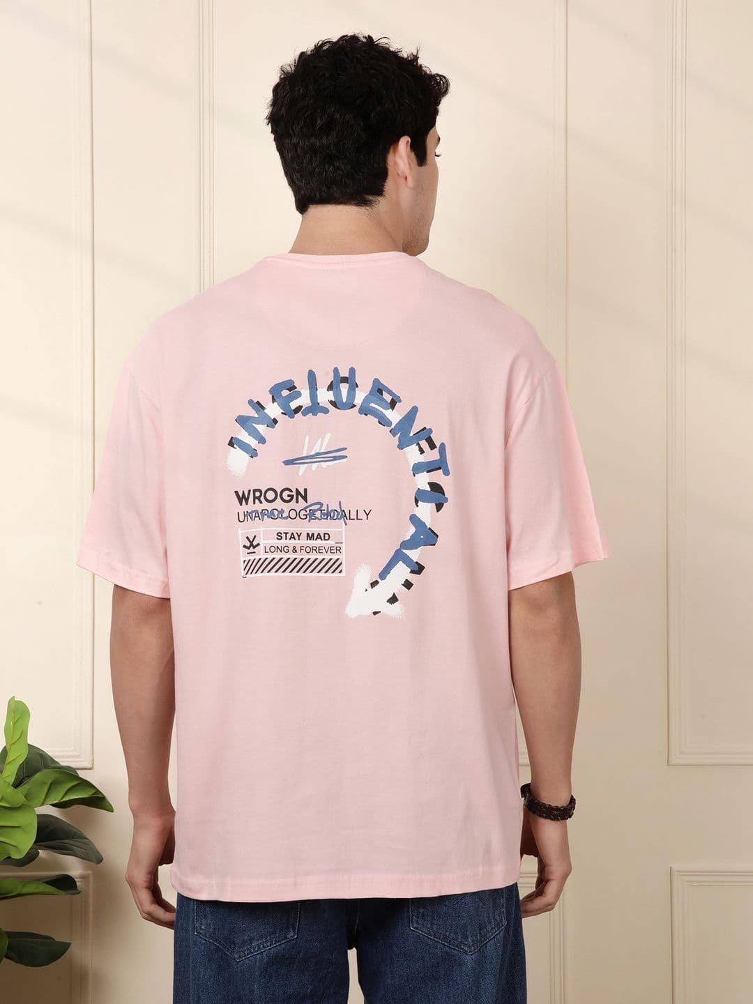 WROGN Men Typography Printed Round Neck Cotton Relaxed Fit T-shirt - view 1