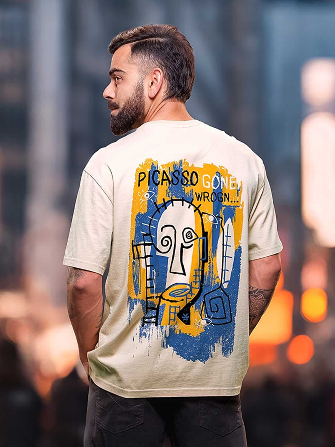 WROGN Men Graphic Printed Round Neck Cotton Relaxed Fit T-shirt - view 1