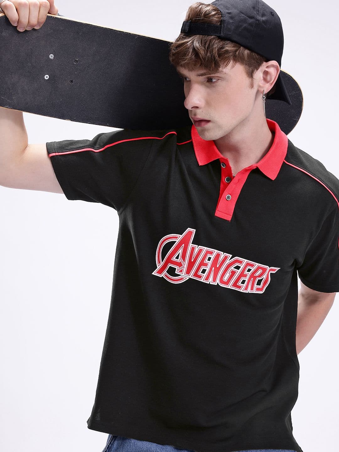 Kook N Keech Marvel Printed Drop-Shoulder Sleeves Oversized Pure Cotton T-shirt - view 1