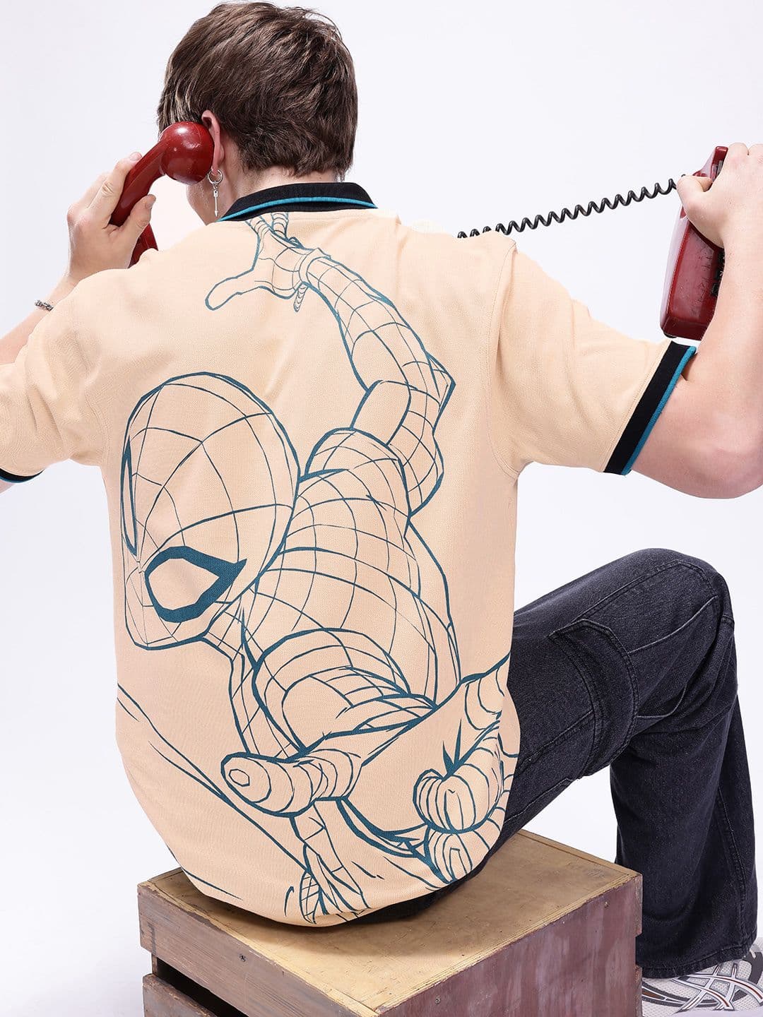 Kook N Keech Marvel Printed Drop-Shoulder Sleeves Oversized Pure Cotton T-shirt - view 1