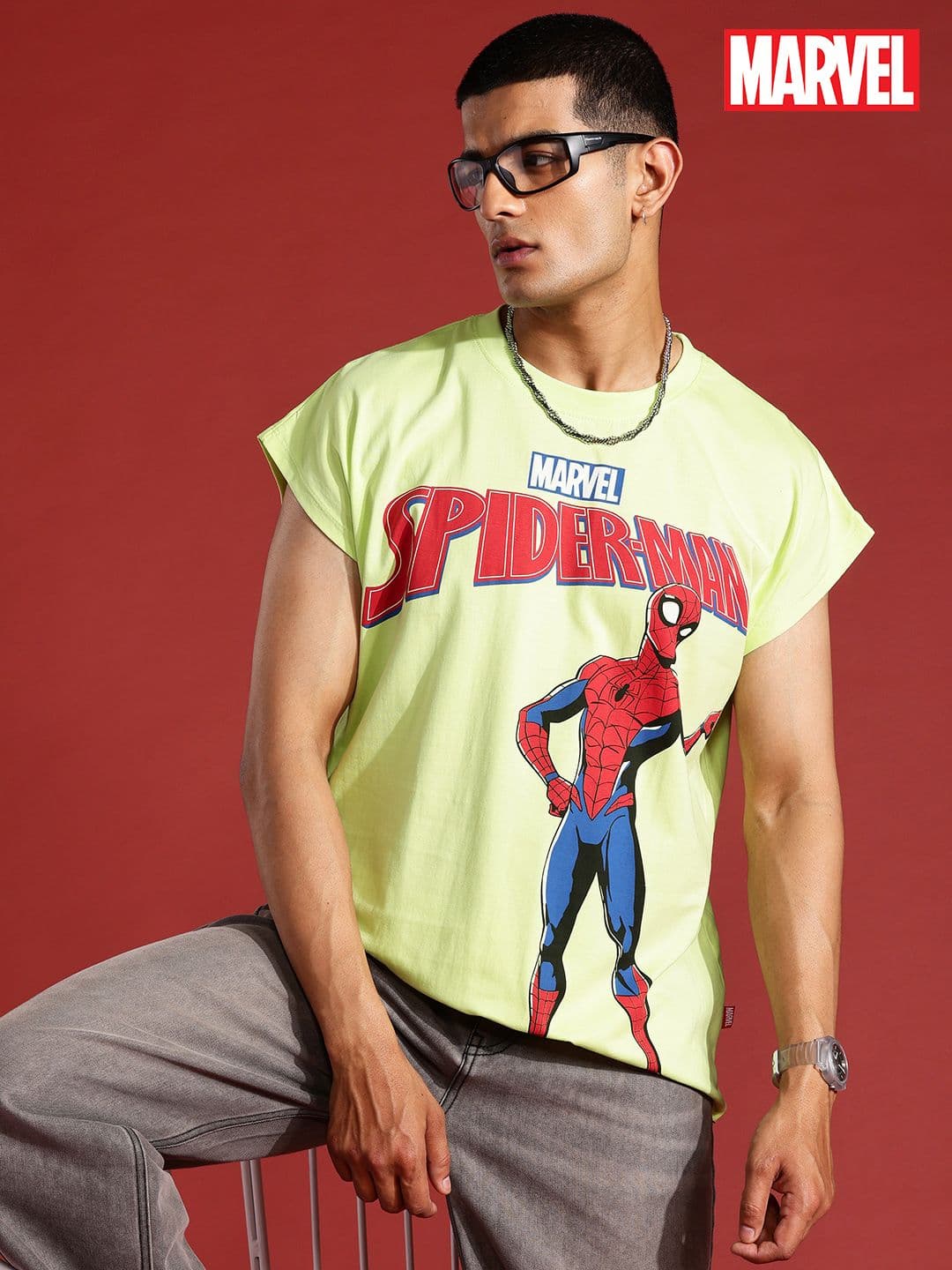MARVEL STREET Spiderman Print Extended Sleeves Pure Cotton Relaxed T-shirt - view 1