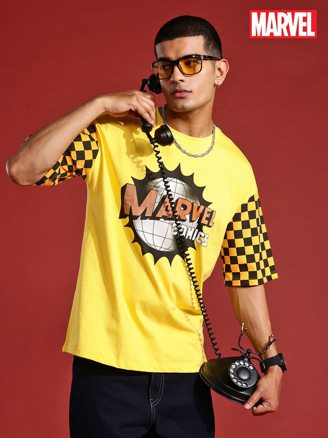 MARVEL STREET Printed Drop-Shoulder Sleeves Pure Cotton Oversized T-shirt - view 1