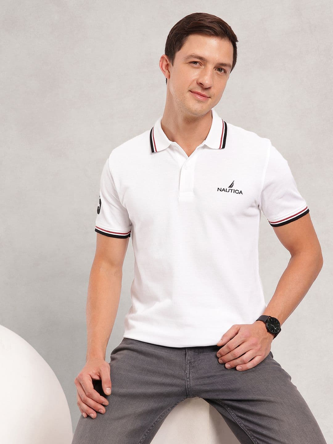 Nautica Polo Collar Pure Cotton T-shirt - view 1