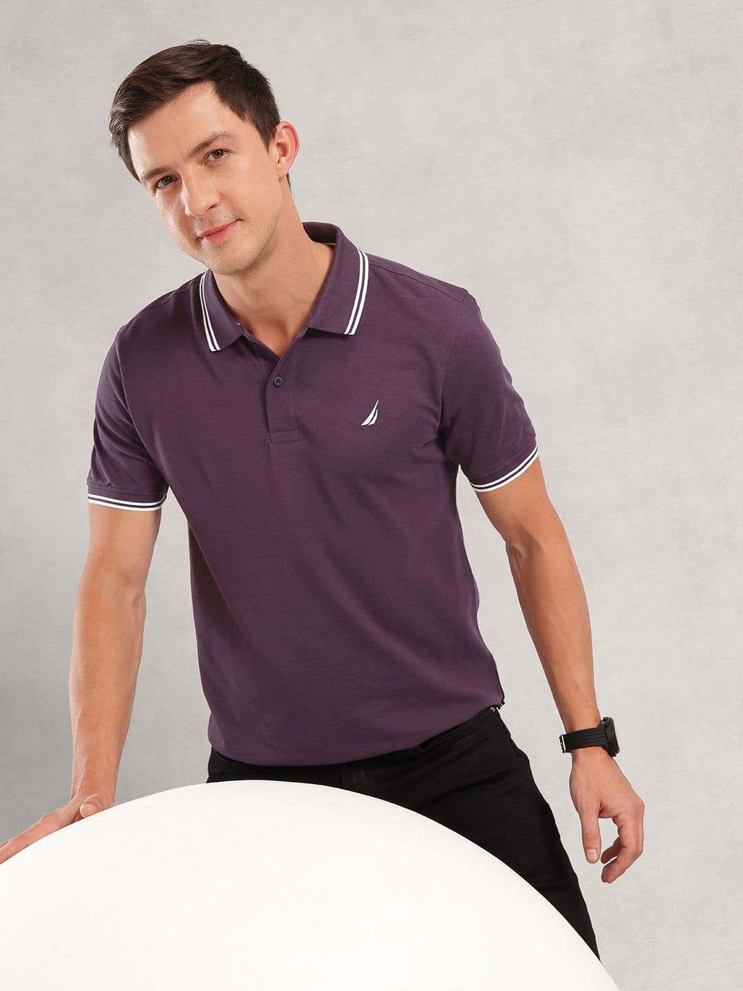 Nautica Polo Collar Pure Cotton T-shirt - view 1