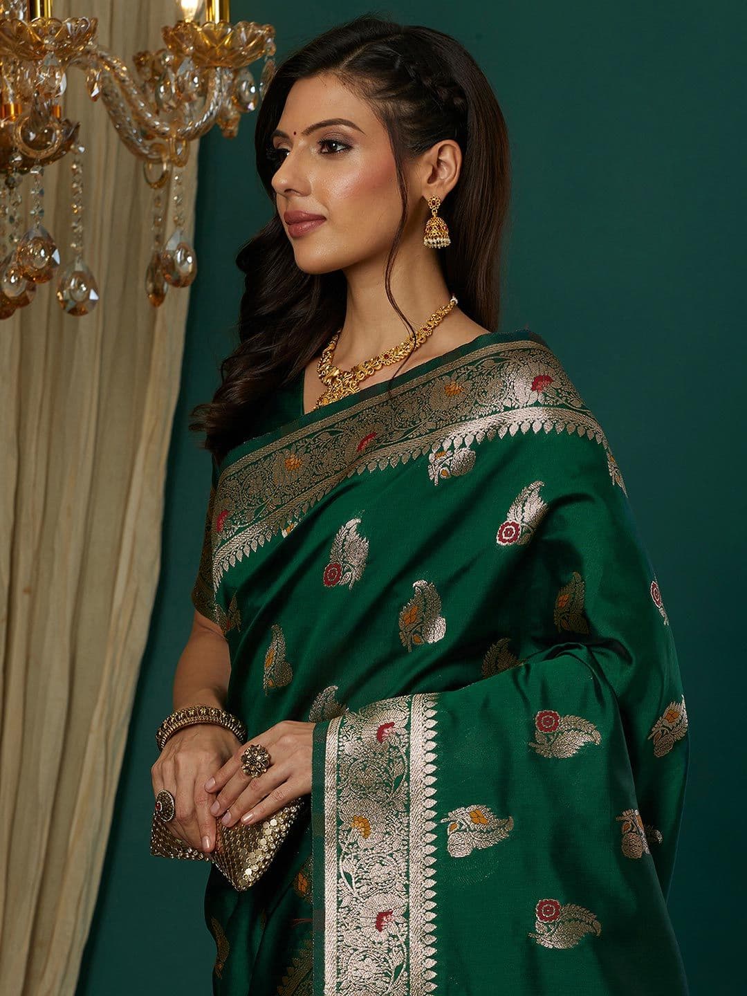 Satrani Woven Design Zardozi Banarasi Saree - view 1
