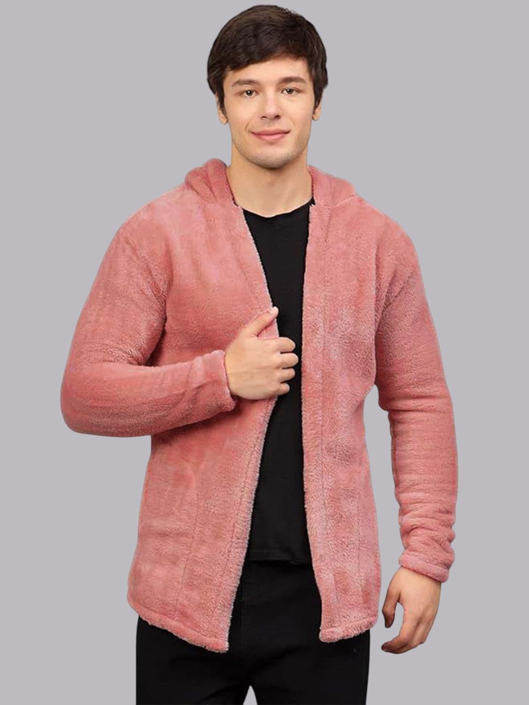 Ben Martin Men Hooded Self Design Fleece Casual Lightweight Parka Jacket - view 1