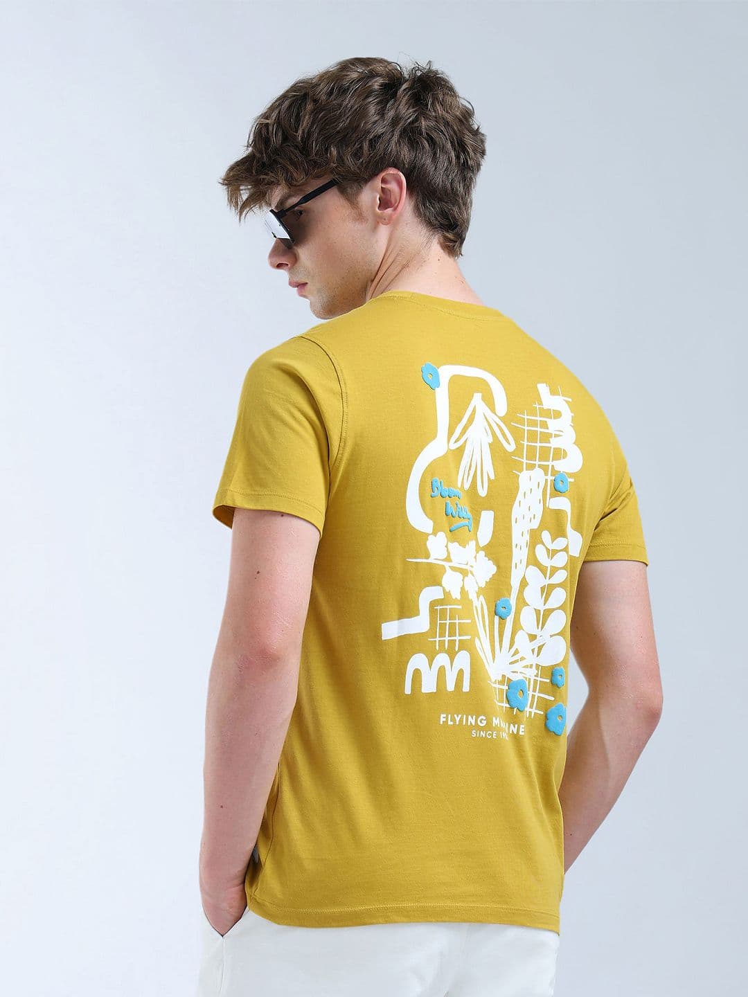 Flying Machine Graphic Printed Ribbed Crew Neck Cotton T-shirt - view 1