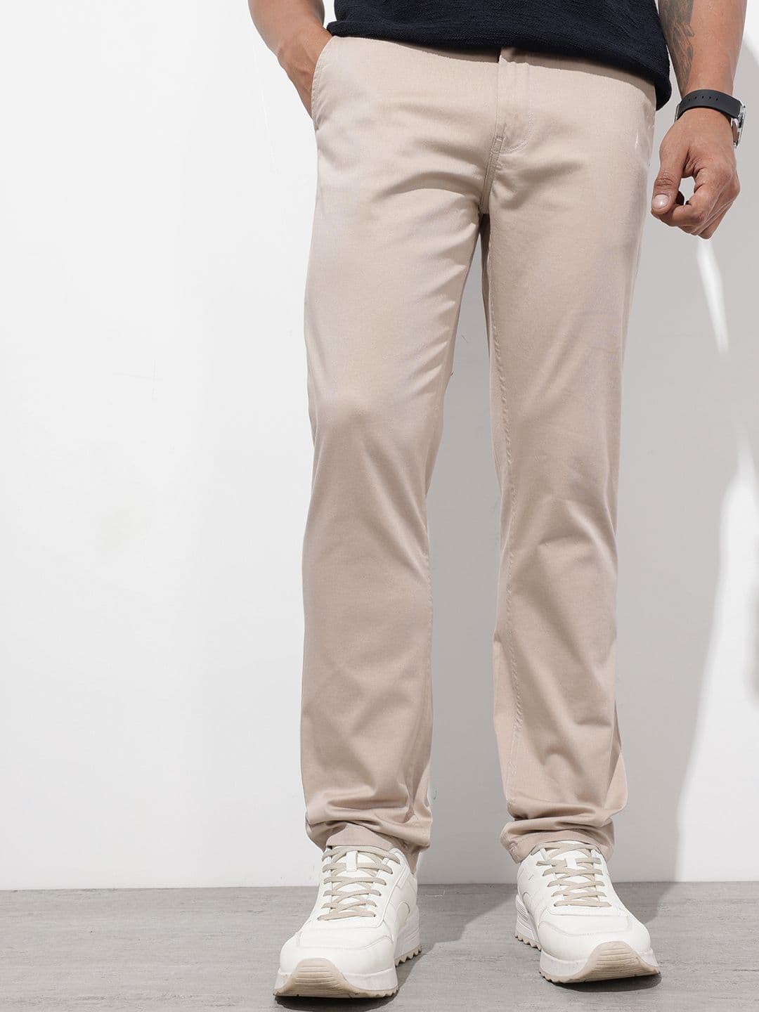 The Roadster Lifestyle Co. Men Solid Vincent Stretch Trousers - view 1
