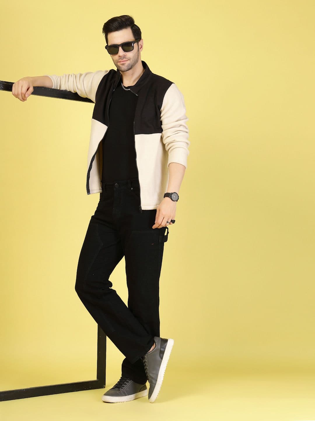Rigo Men Mock Collar Colourblocked Fleece Casual Tailored Jacket - view 1
