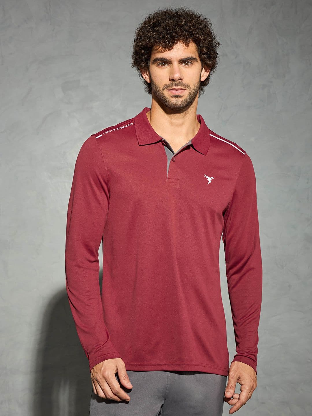 Technosport Men Solid Polo Collar Antimicrobial Slim Fit Sport T-shirt - view 1