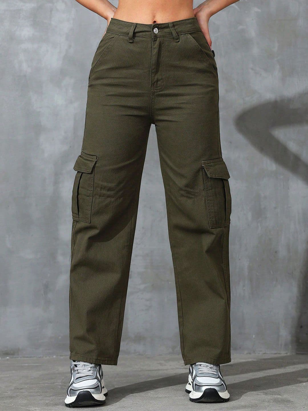 KATECLO Women Comfort Regular Fit Mid-Rise Easy Wash Cotton Cargos - view 1