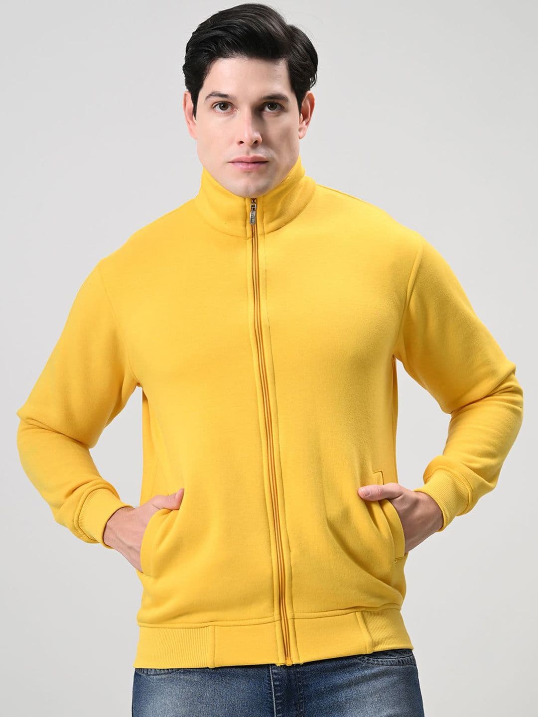 BAESD Men Mock Collar Solid Fleece Casual Lightweight Bomber Jacket - view 1