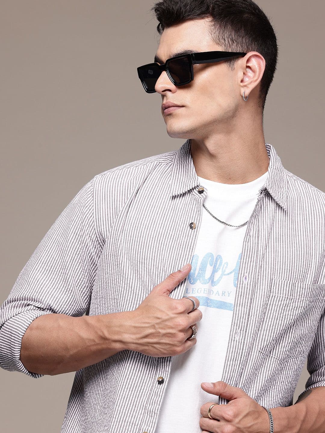 The Roadster Lifestyle Co. Seersucker Striped Casual Shirt - view 1
