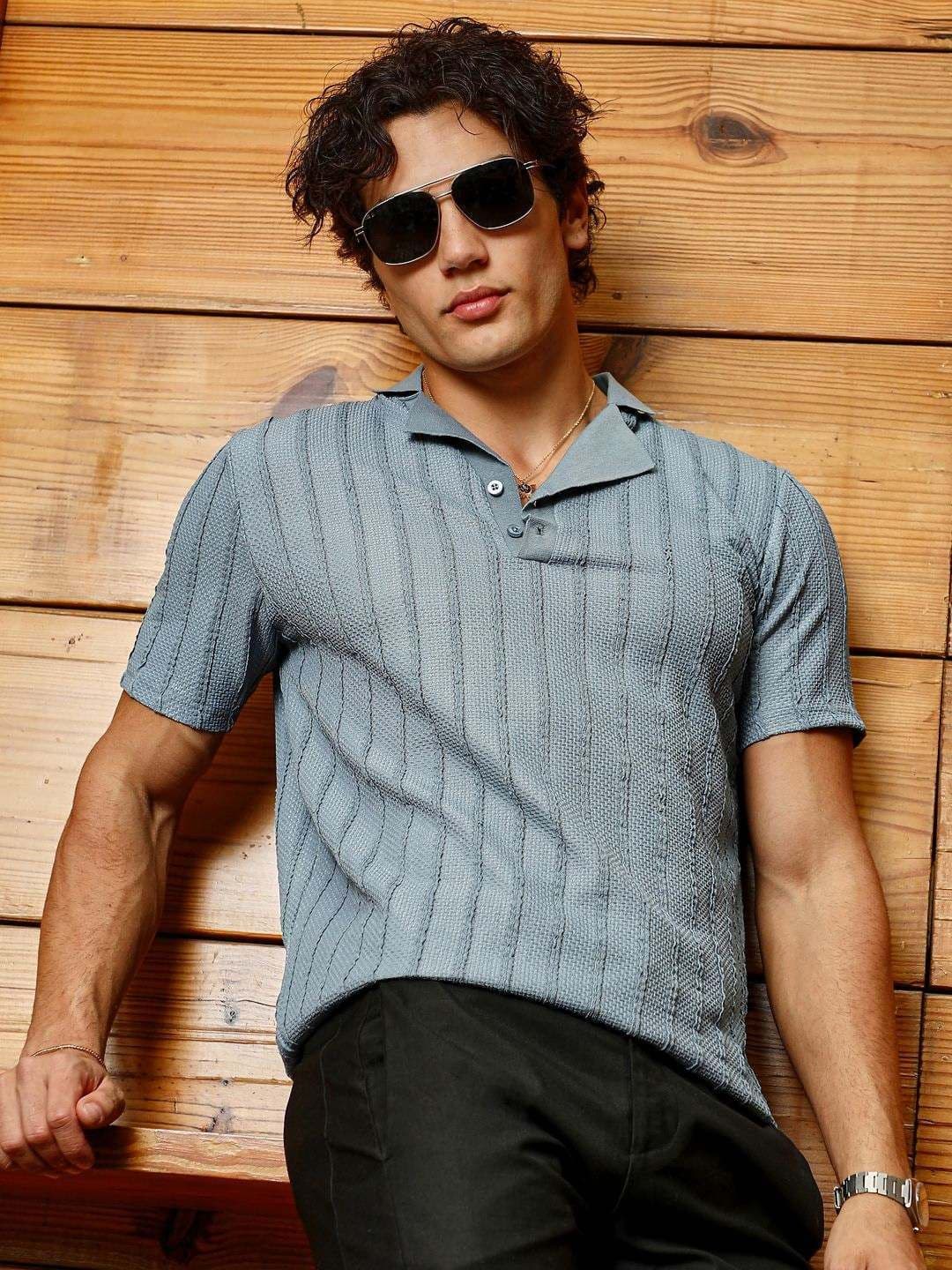 CAHOOT Men Self Design Polo Collar Cotton T-shirt - view 1