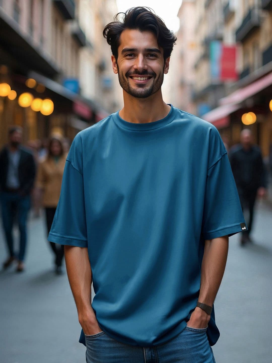 Bewakoof Heavy Duty Men Solid Round Neck Cotton Oversized T-shirt - view 1