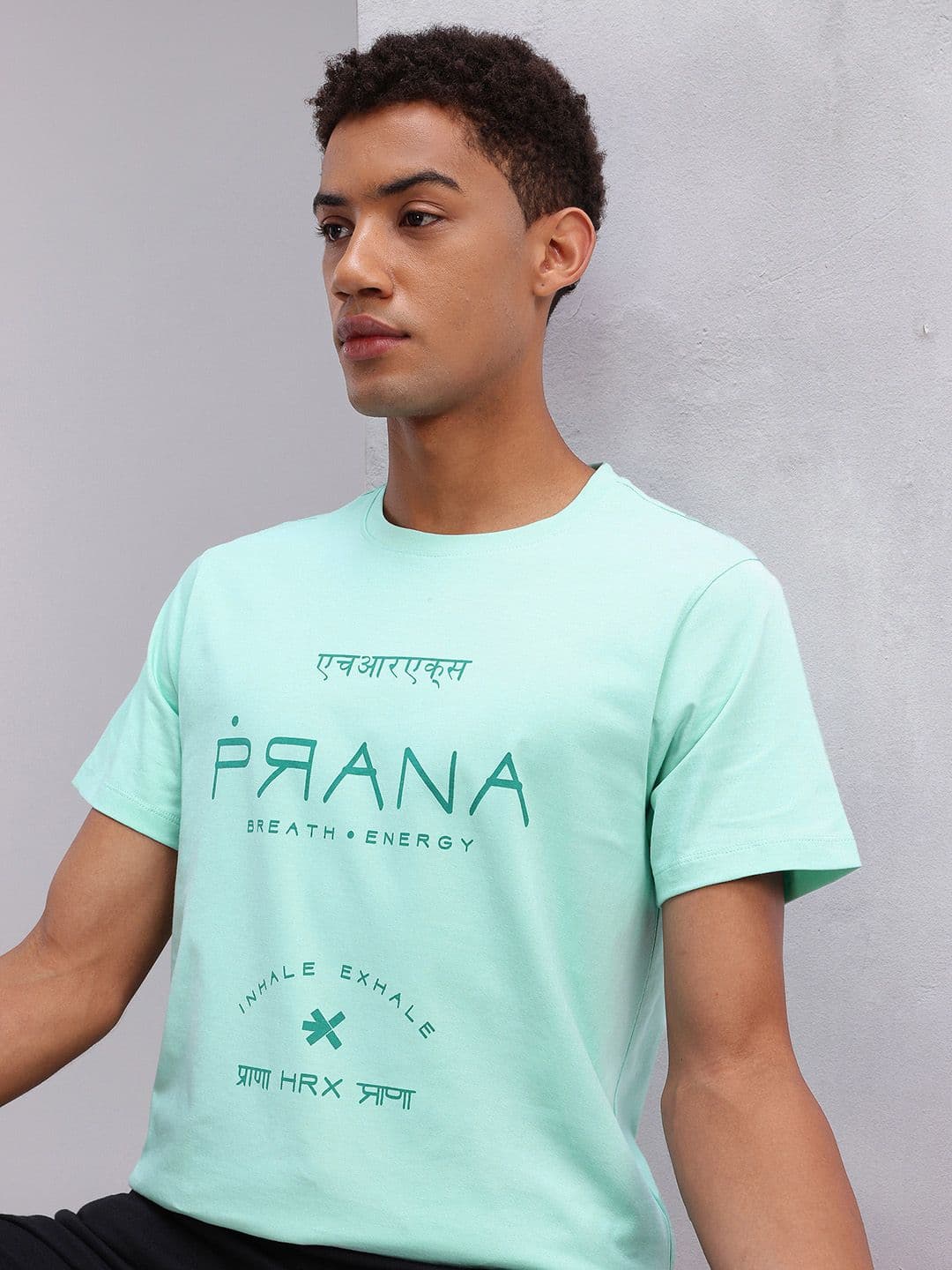 HRX by Hrithik Roshan Typography Printed Cotton Yoga T-shirt - view 1