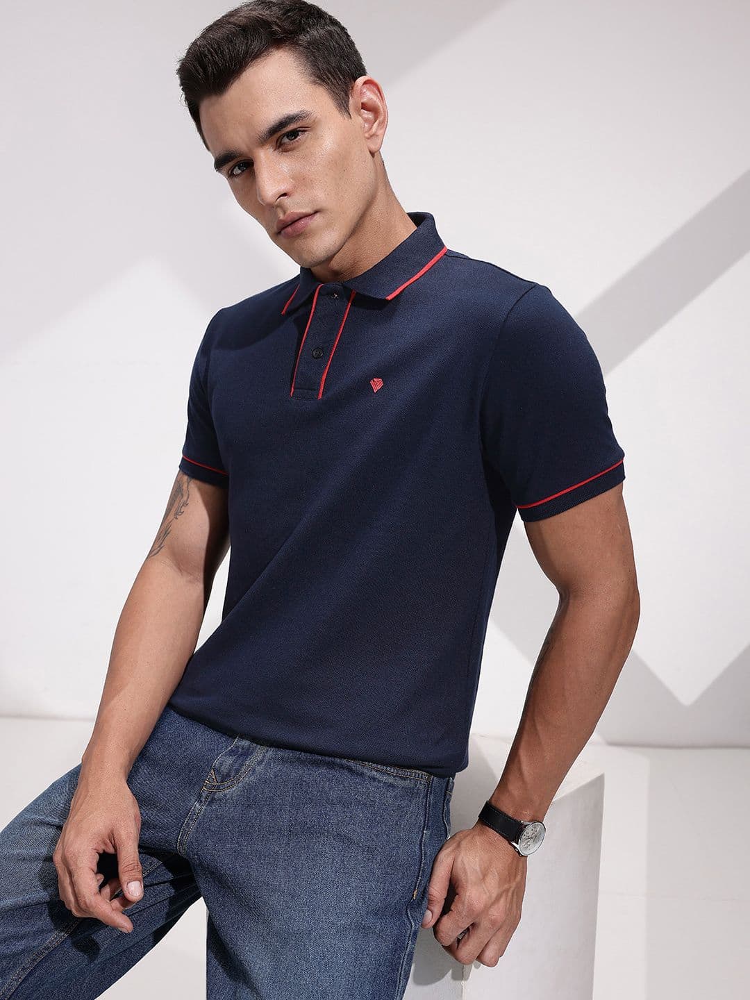 INVICTUS Polo Collar Pure Cotton T-shirt - view 1