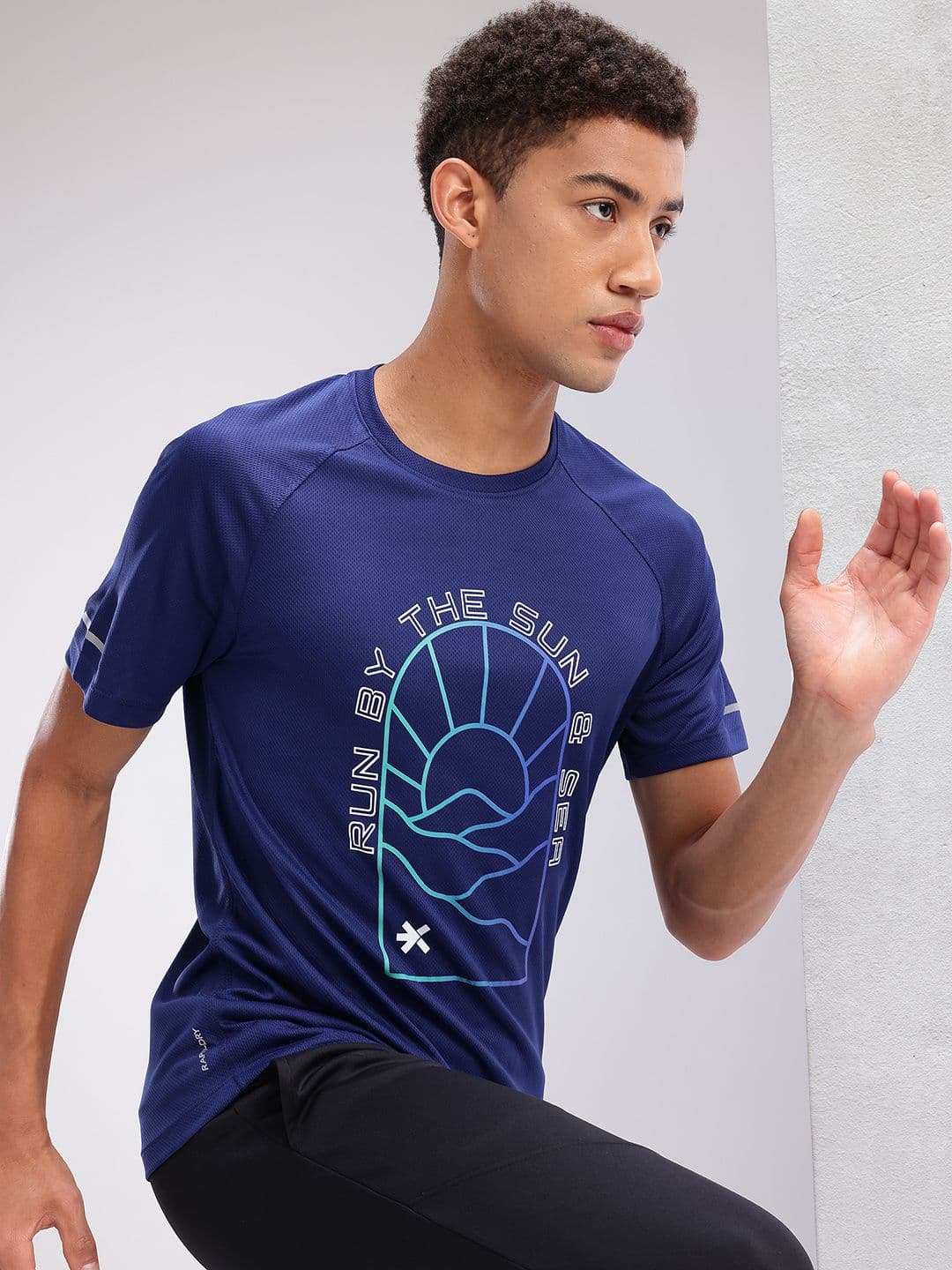 HRX by Hrithik Roshan Printed Raglan Sleeves Running T-shirt - view 1