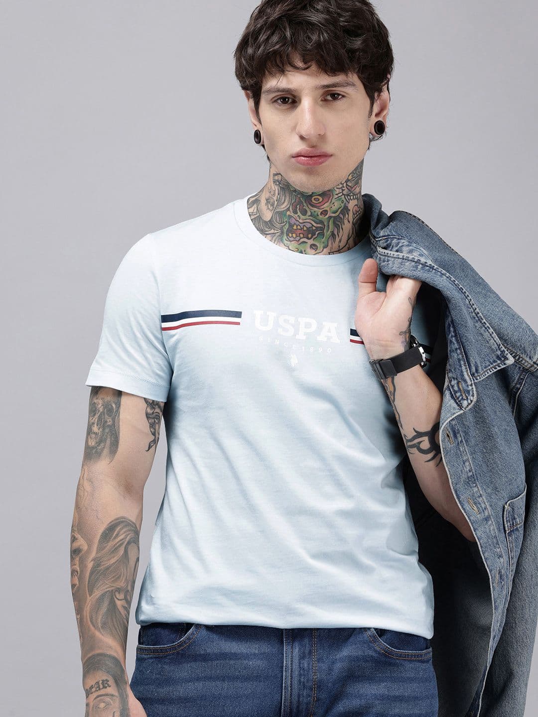 U.S. Polo Assn. Brand Logo Printed Pure Cotton Slim Fit T-shirt - view 1
