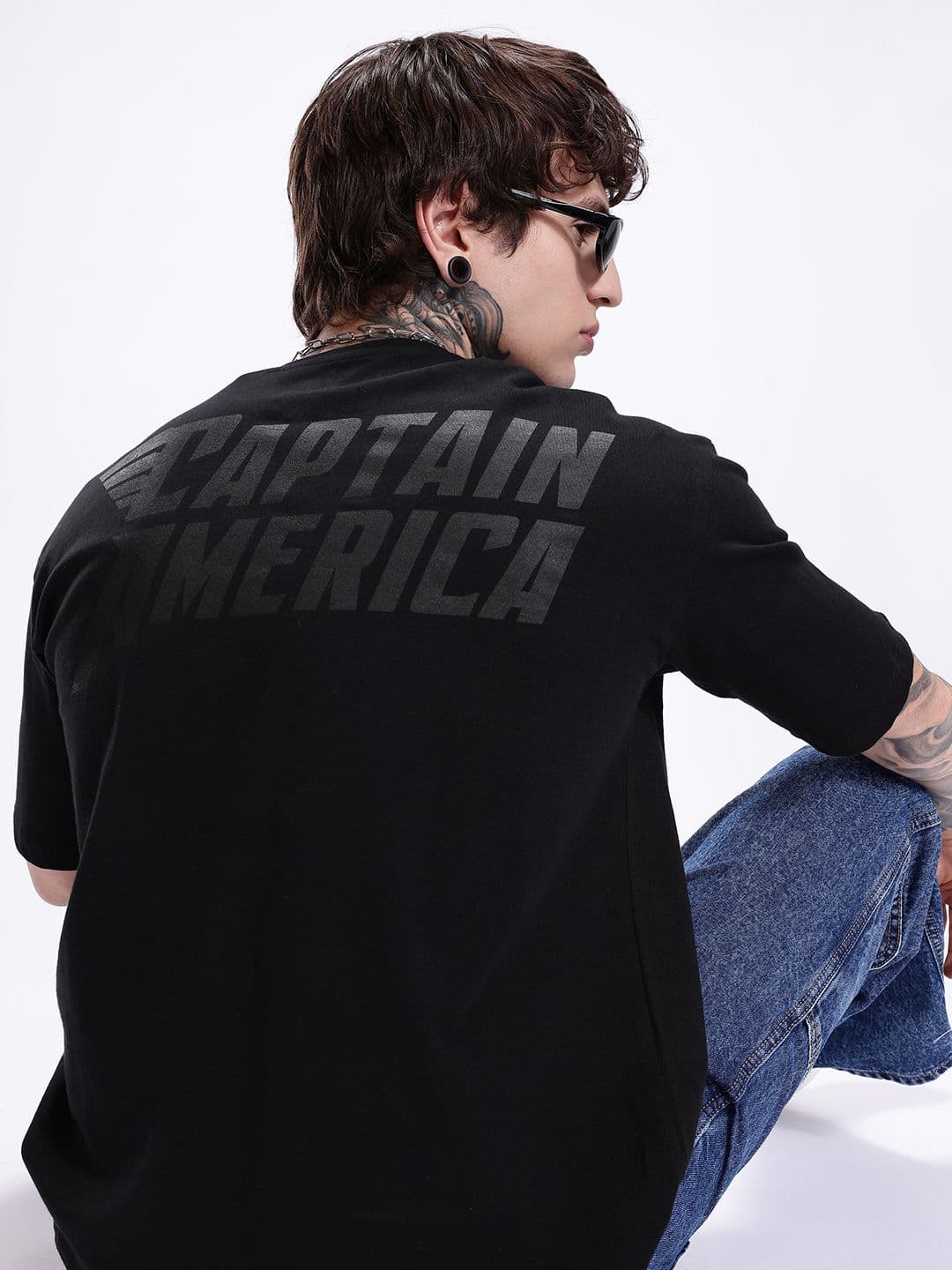 Kook N Keech Marvel Captain America Printed Drop-Shoulder Pure Cotton Relaxed Fit T-shirt - view 1