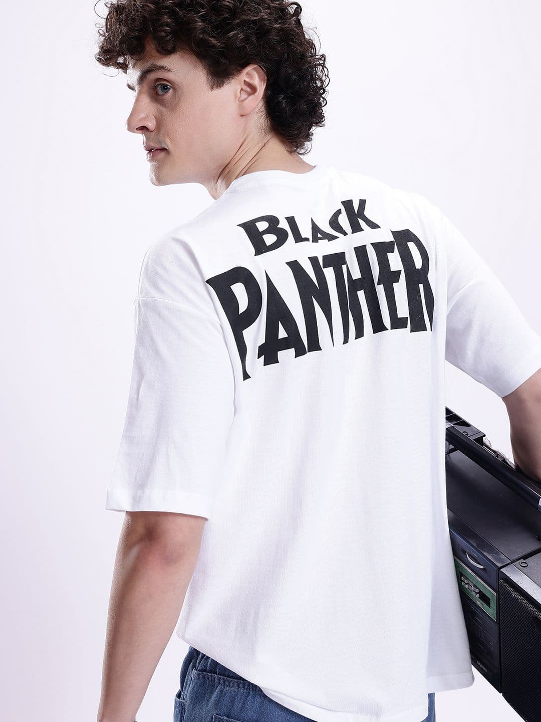 Kook N Keech Marvel Black Panther Printed Drop-Shoulder Pure Cotton Oversized T-shirt - view 1