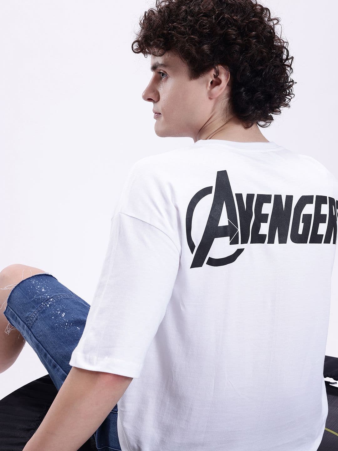 Kook N Keech Marvel Avengers Printed Drop-Shoulder Sleeves Pure Cotton Oversized T-shirt - view 1