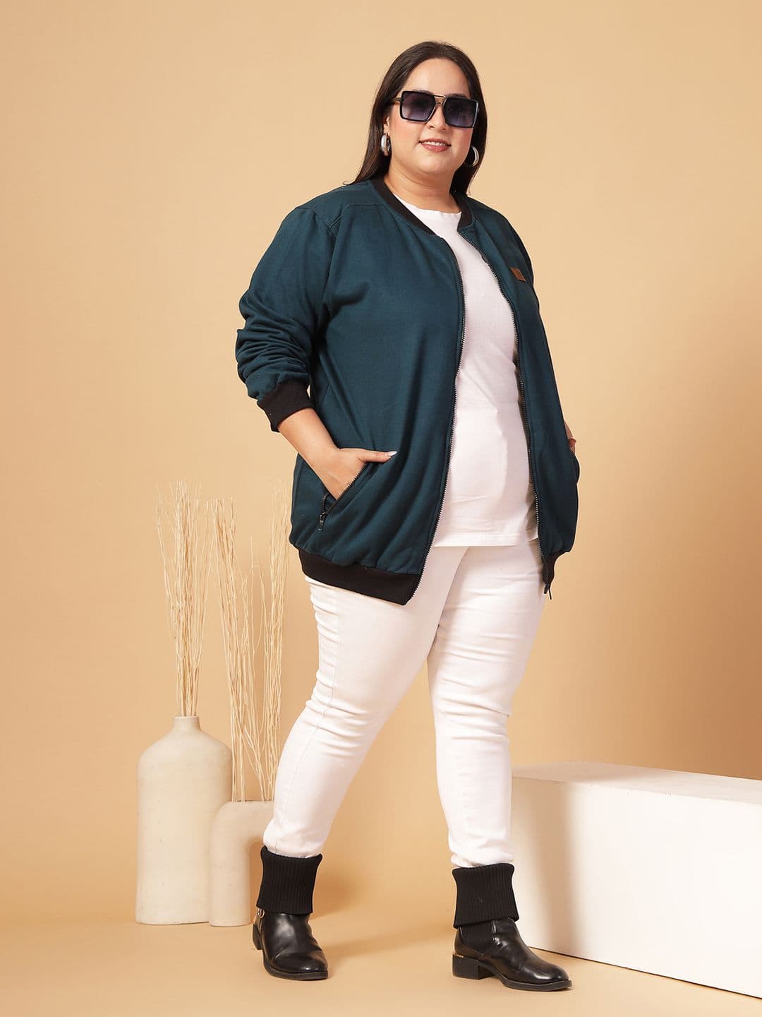 Rigo Plus Size Fleece Lightweight Open Front Jacket - view 1
