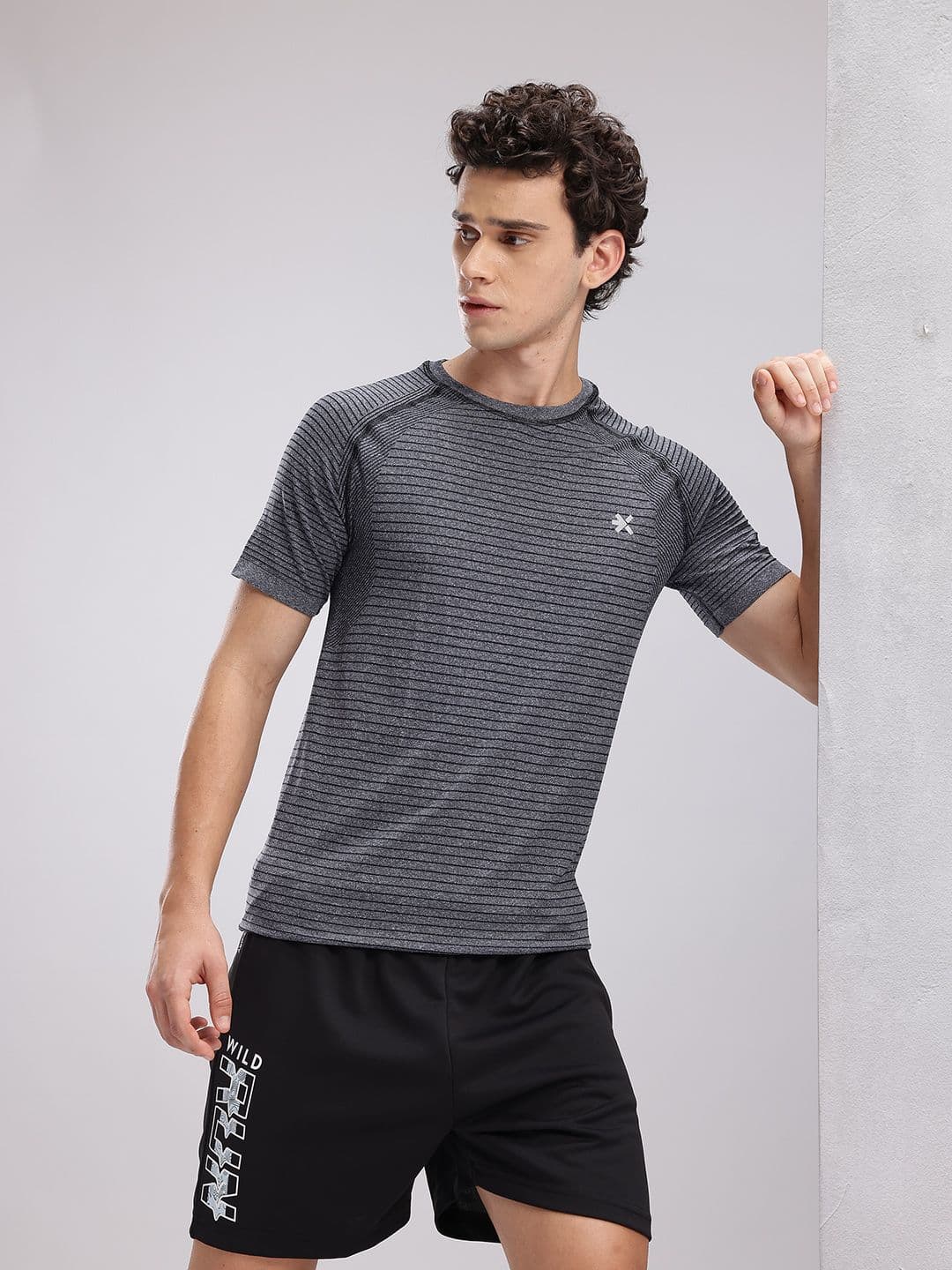 HRX by Hrithik Roshan Men Striped Rapid-Dry Training T-shirt - view 1